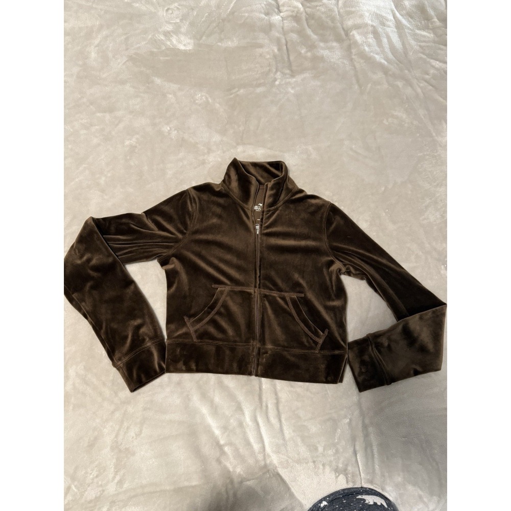Hollister X-Small Women's Brown Velour Cropped Zip Up